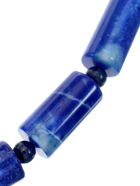 Lapis Genuine Sterling Silver Navajo Bead Necklace Set JX130265